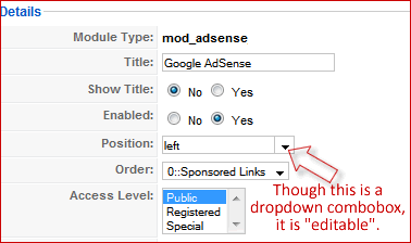 Edit the POSITION of the Joomla module