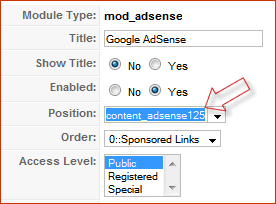 Edit the POSITION of the Joomla module