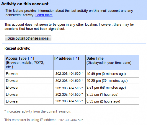 GMail Remote Log Off